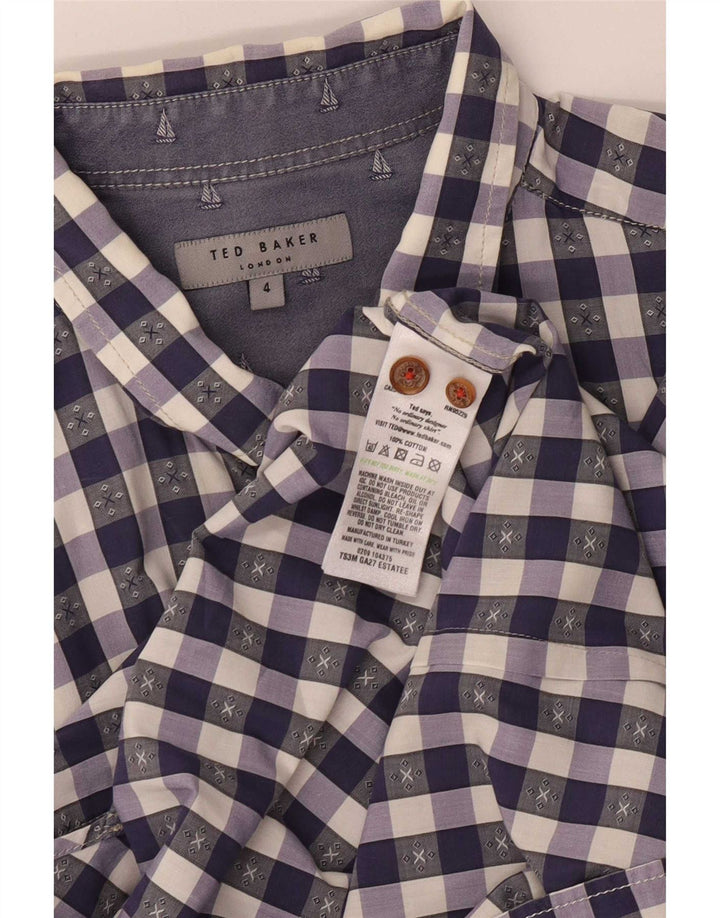 Ted Baker Herreskjorte str. 4 Large Purple Gingham Cotton