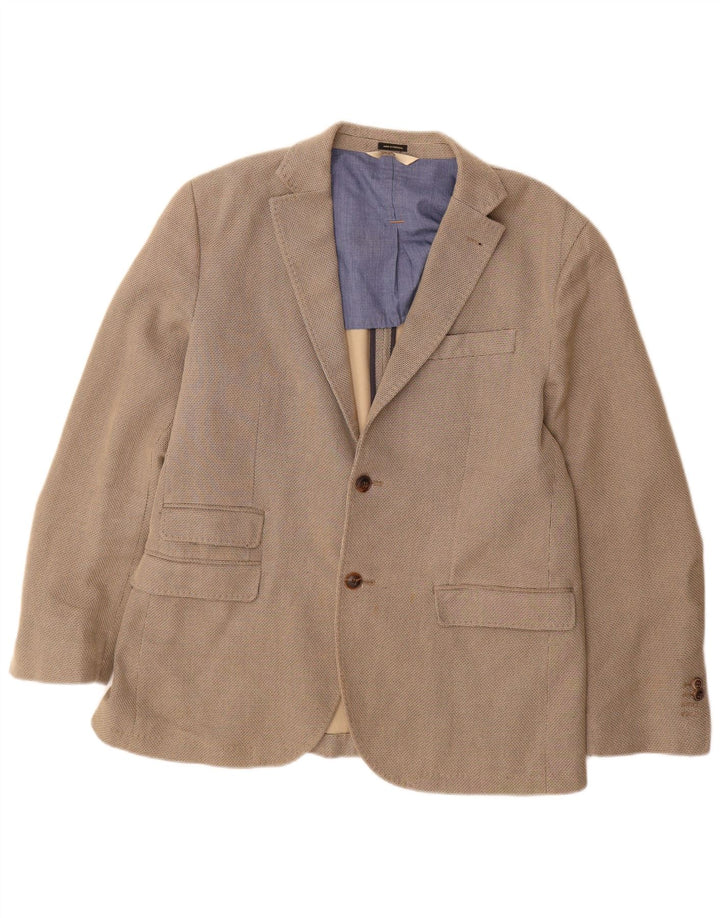 Massimo Dutti Herre Strik 2 Knaps Blazer Jakke EU 52 Stor Beige Bomuld