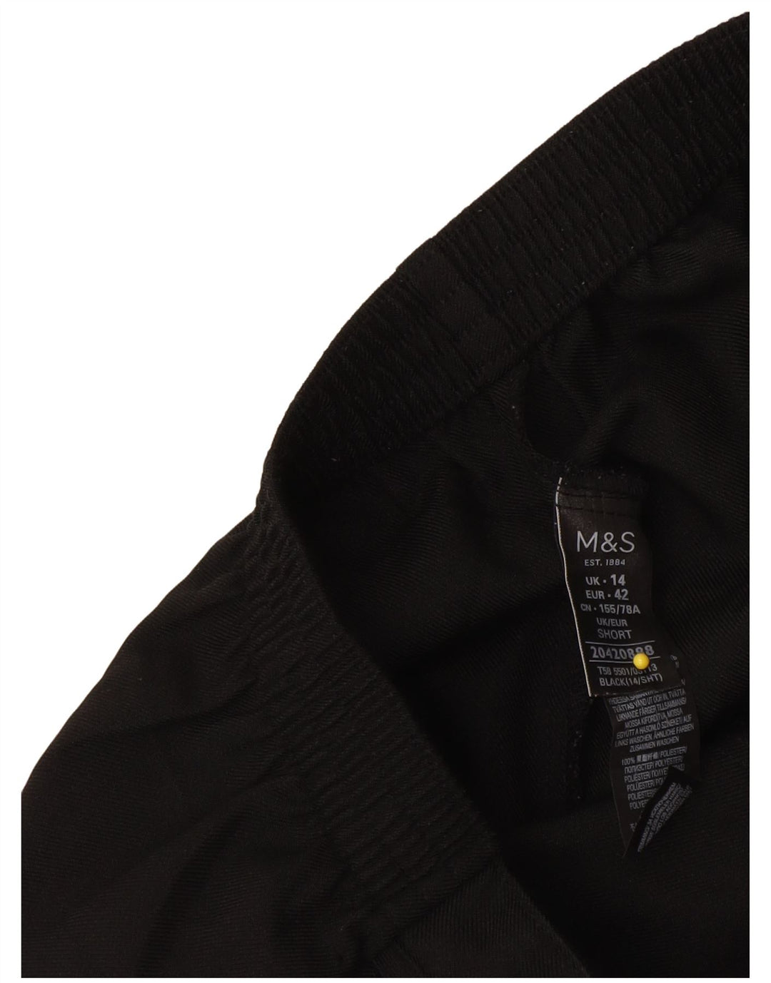Marks & Spencer Dame Cropped Trousers UK 14 Large W34 L24 Black Polyester