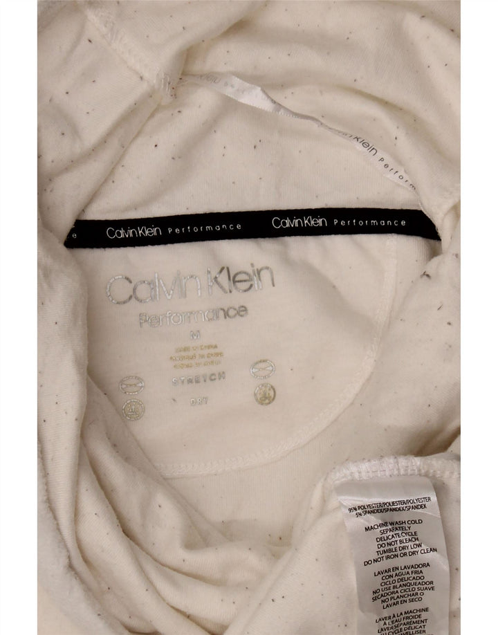 Calvin Klein Dame Roll Neck Sweatshirt Jumper UK 14 Medium White