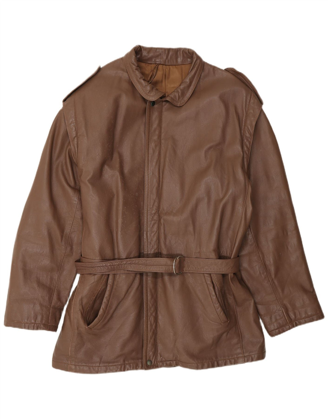 Vintage Herre Military Læderjakke IT 52 XL Brun