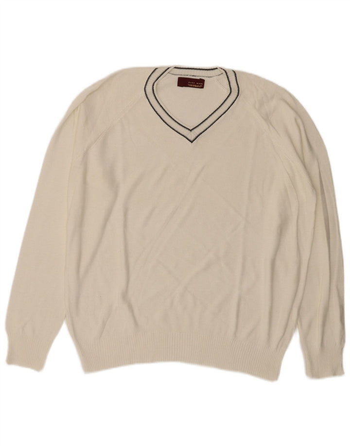 Zara Herre V-hals sweater XL Hvid