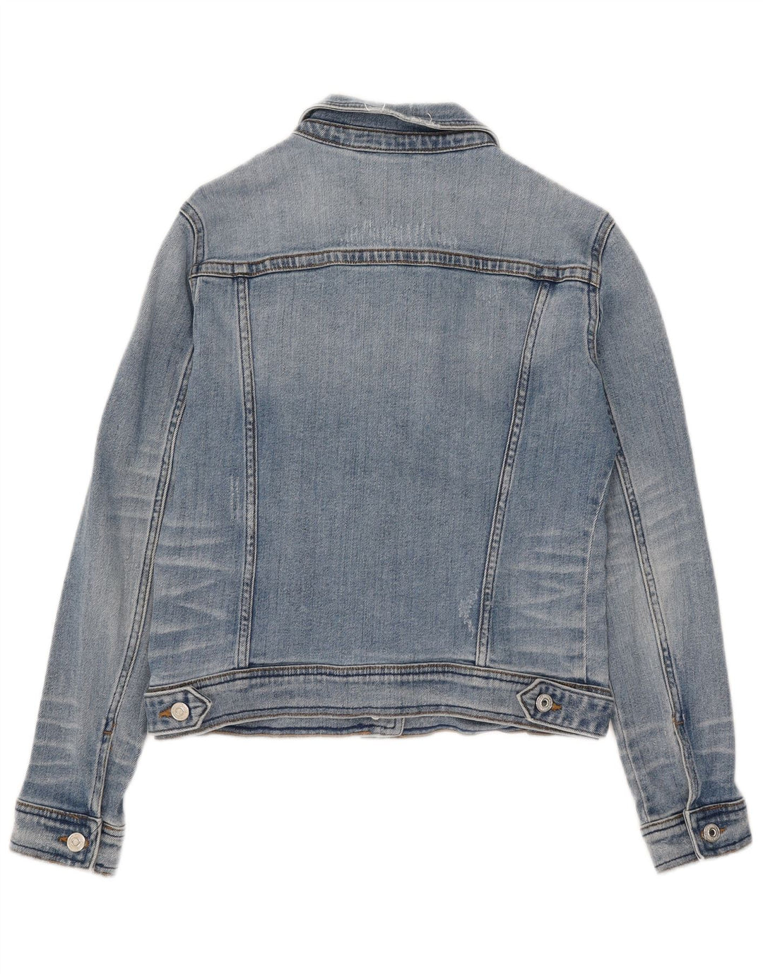 Zara Dame Crop Denim Jacket UK 12 Medium Blue Cotton