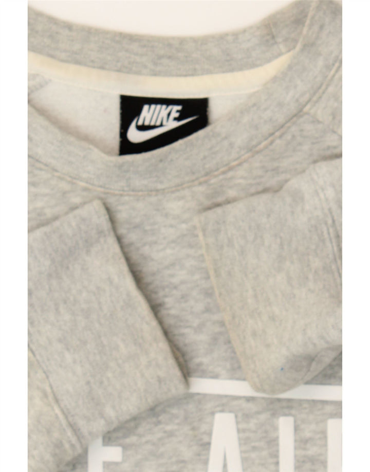 NIKE Womens Oversized Graphic Sweatshirt Jumper UK 6 XS Grey Colourblock Vintage Nike and Second-Hand Nike from Messina Hembry 