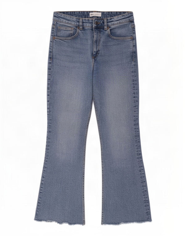 Zara Womens Crop Bootcut Jeans EU 38 Small W28 L26 Blue Cotton