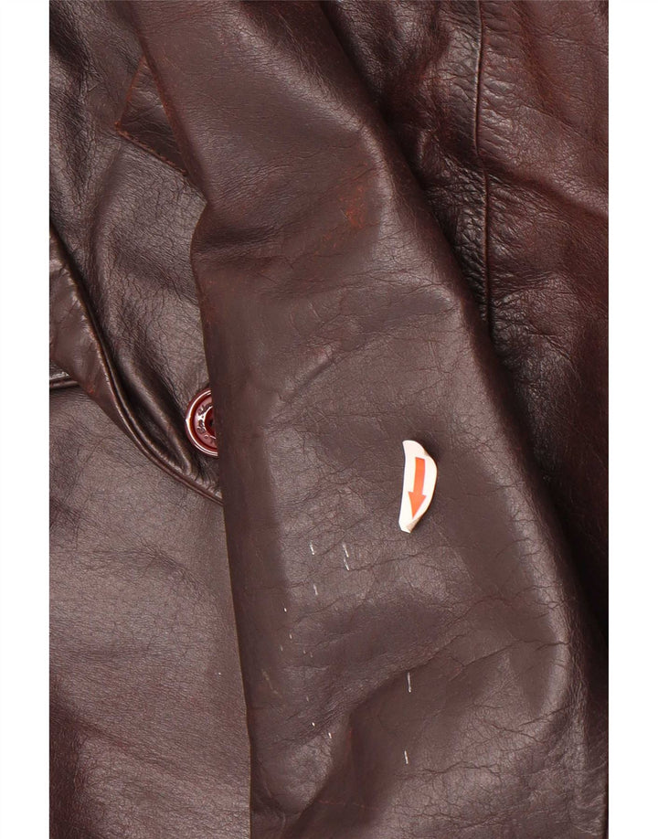 Ben Sherman Herre 3-knaps læderblazerjakke UK 38 Medium Brun