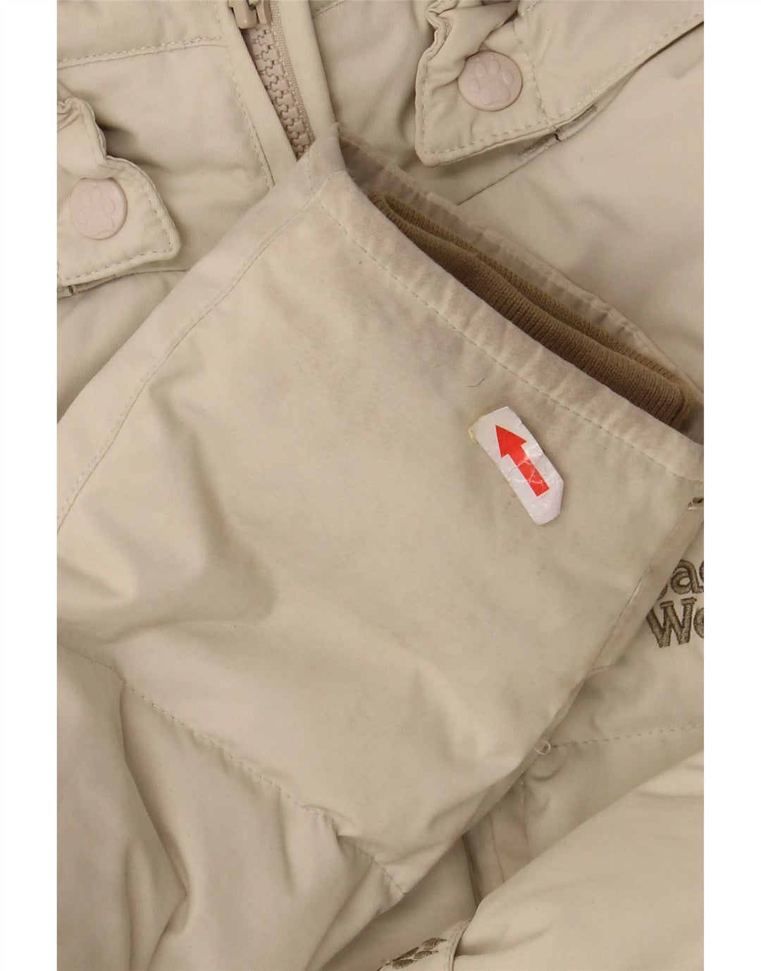 Jack Wolfskin Dame Hætte Polstret Jakke UK 10 Lille Beige Polyamid