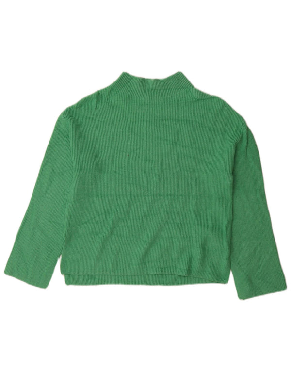 Marks & Spencer Dame Turtle Neck Jumper Sweater UK 10 Small Green Viscose