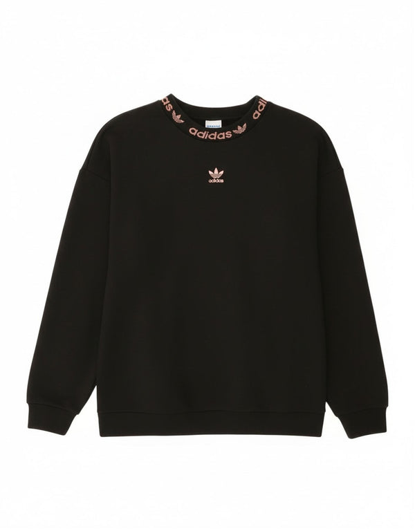 Adidas Dame Grafisk Oversized Sweatshirt Jumper UK 4 Small Black Bomuld