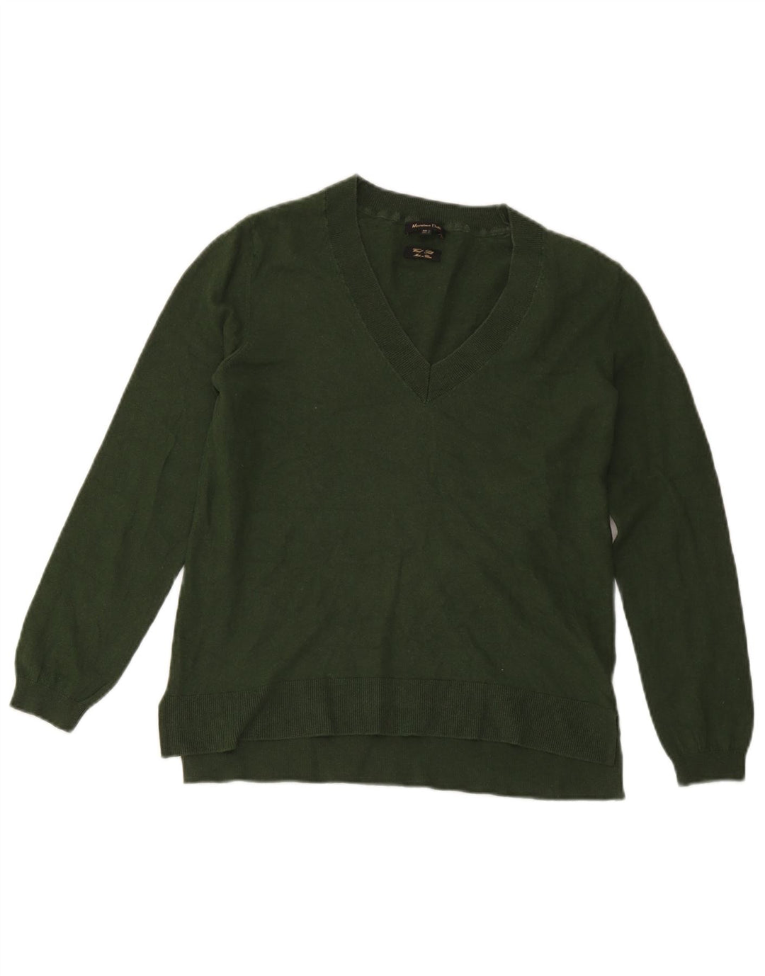Massimo Dutti Dame V-hals sweater UK 14 Stor Grøn