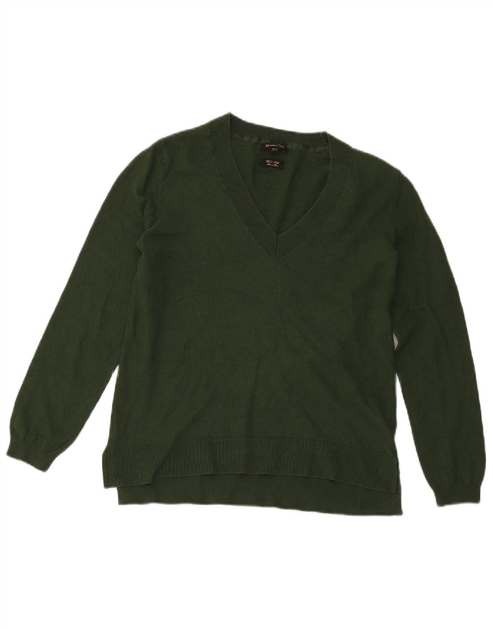 Massimo Dutti Dame V-hals sweater UK 14 Stor Grøn