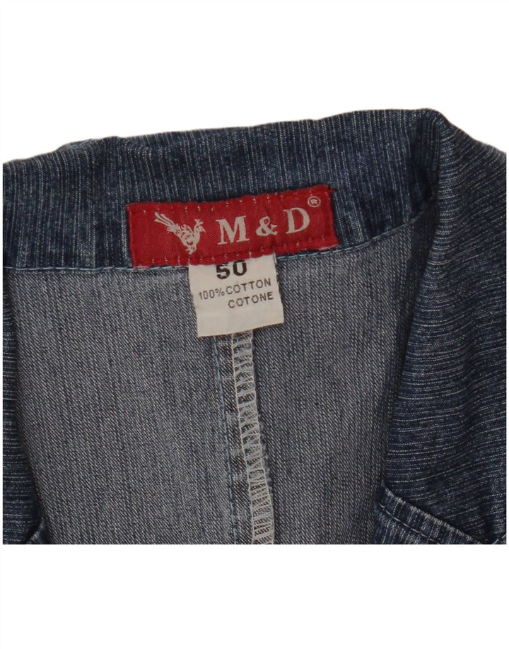 Vintage Dame 2 Button Denim Blazer Jacket IT 50 XL Blå Bomuld