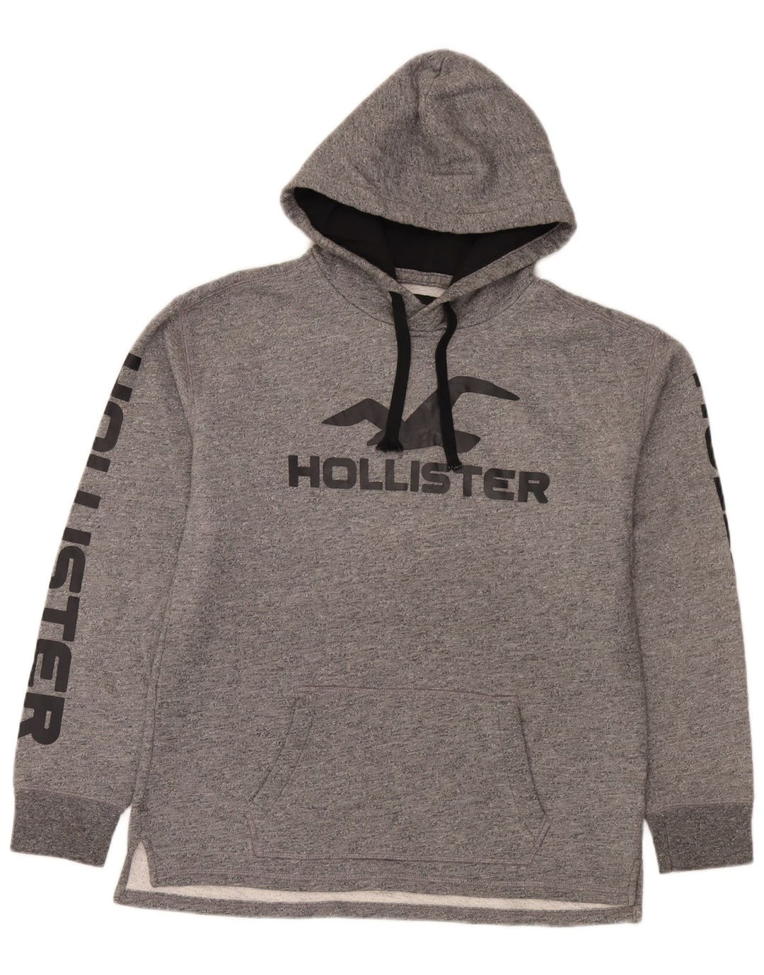 Hollister Grafisk hættetrøje til mænd mellemgrå bomuld