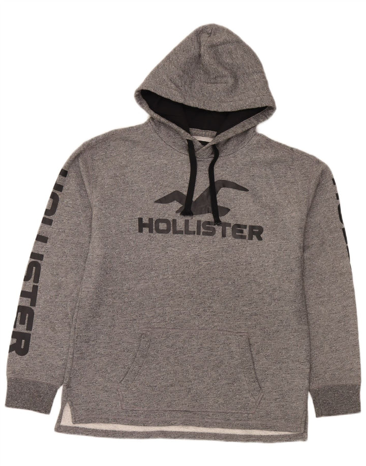 Hollister Grafisk hættetrøje til mænd mellemgrå bomuld