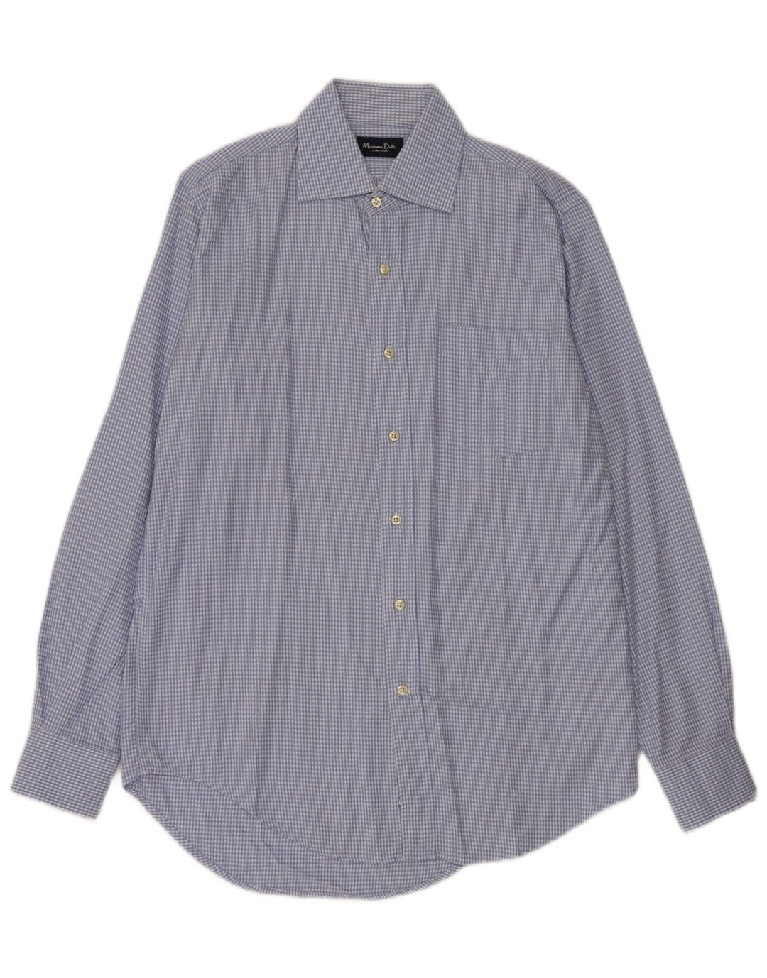 Massimo Dutti Herreskjorte str. 40 Medium Blue Houndstooth Bomuld