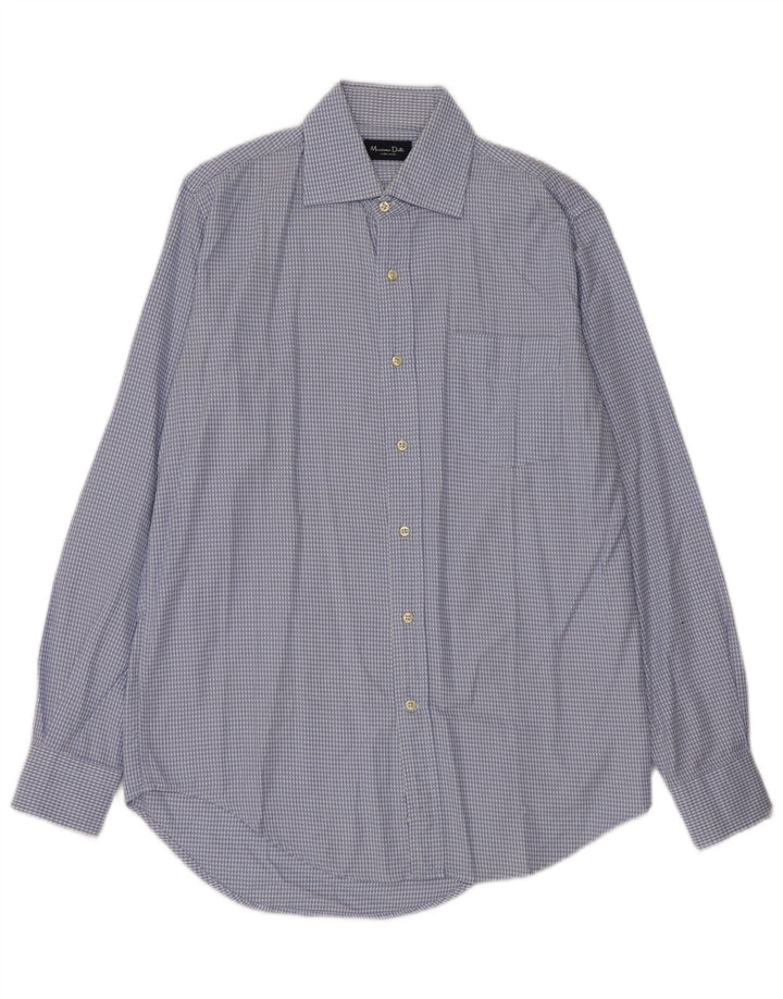 Massimo Dutti Herreskjorte str. 40 Medium Blue Houndstooth Bomuld