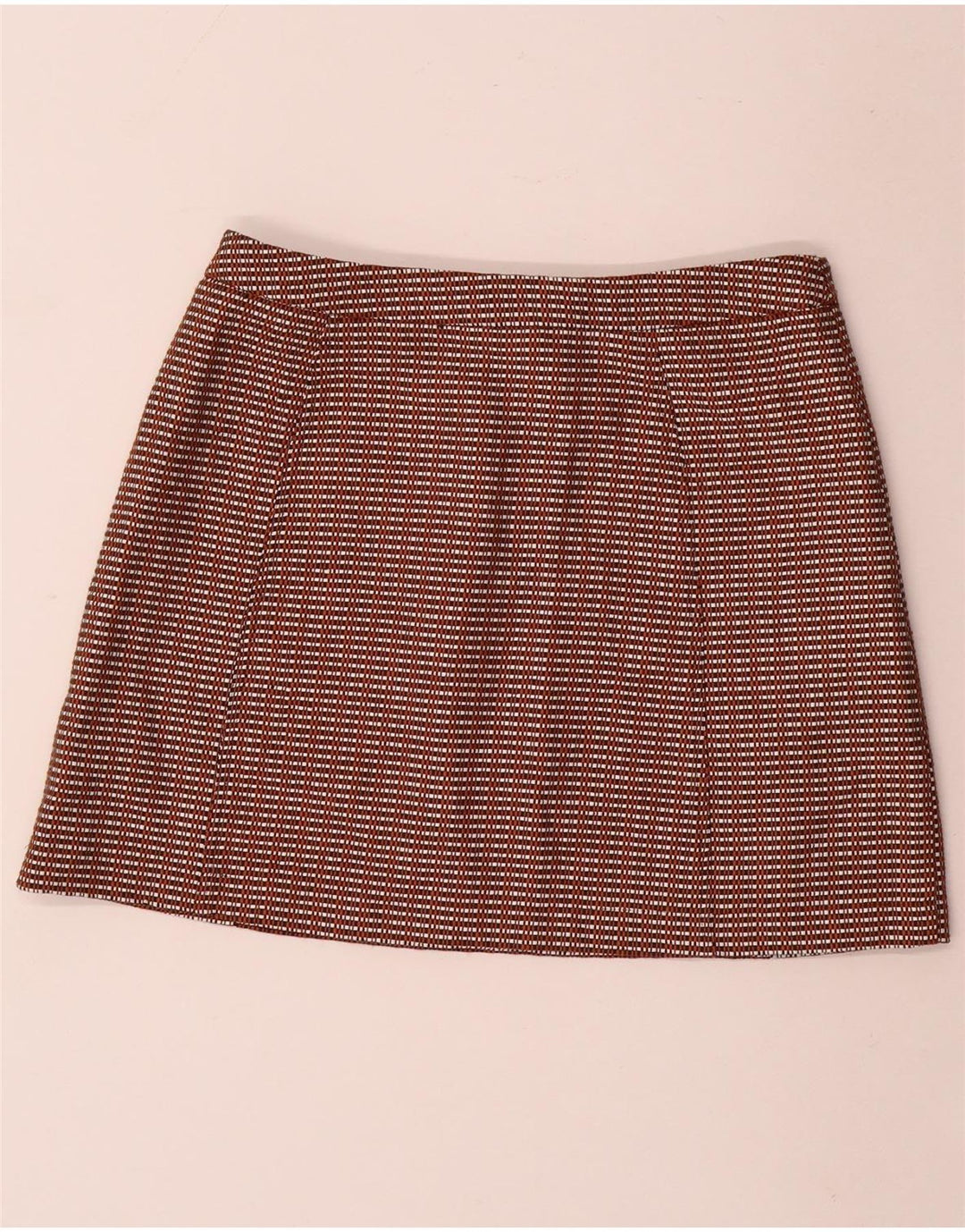 TOPSHOP Dame Mini-nederdel UK 12 Medium W28 Brun Gingham Bomuld