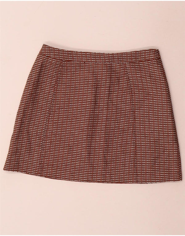 TOPSHOP Dame Mini-nederdel UK 12 Medium W28 Brun Gingham Bomuld