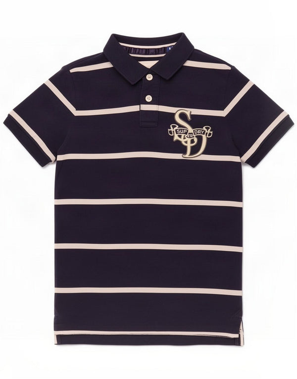 Superdry Poloskjorte til mænd Medium Navyblå Stribet Bomuld