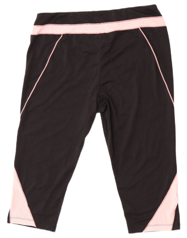 Fila Dame Capri Leggings UK 14 Large Black Colourblock Polyester