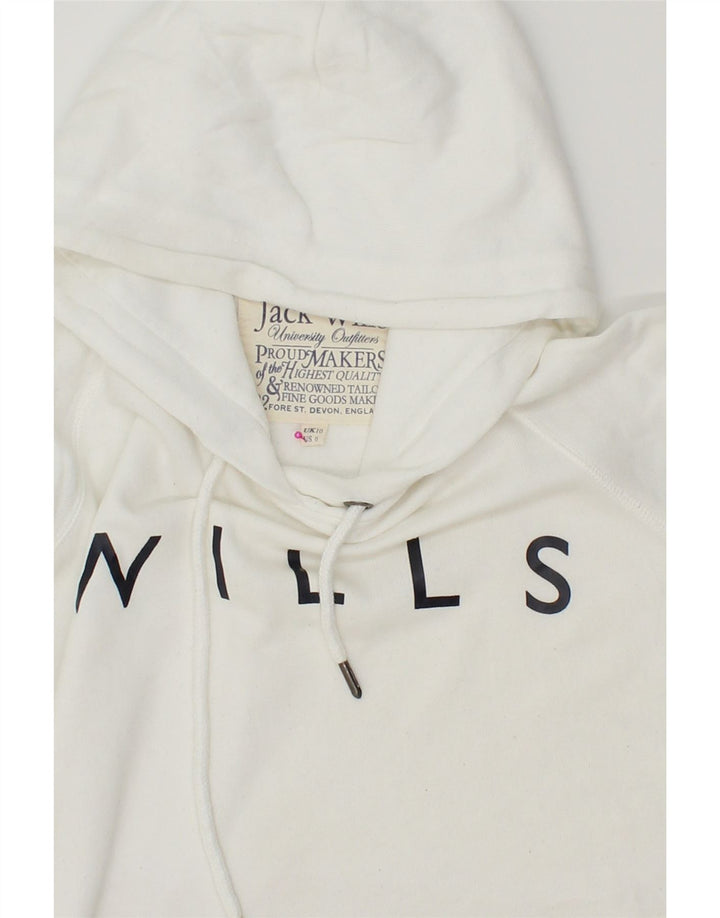 JACK WILLS Womens Oversized Graphic Hoodie Jumper UK 10 Small  White Vintage Jack Wills and Second-Hand Jack Wills from Messina Hembry 