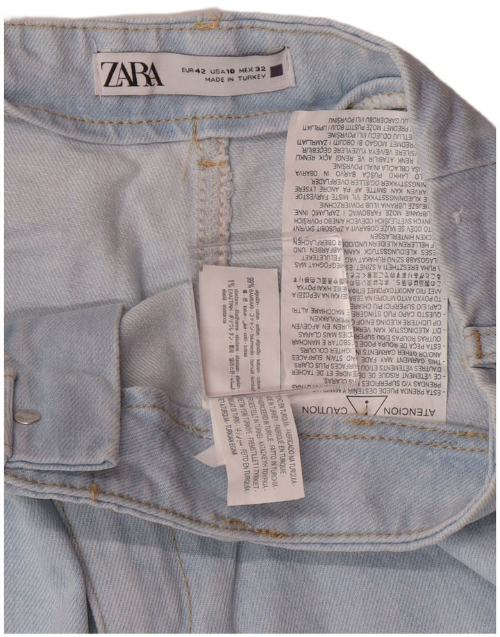 Zara Dame Jeans med høj talje og brede ben EU 42 Large W32 L26 Blue Classic