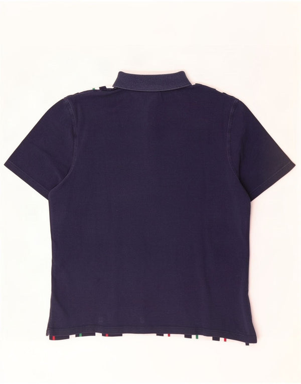 Lacoste herre poloskjorte str. 6 XL marineblå stribet bomuld