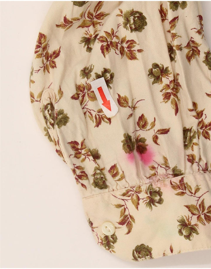 Benetton Dameskjorte UK 14 Medium Beige Floral Viscose