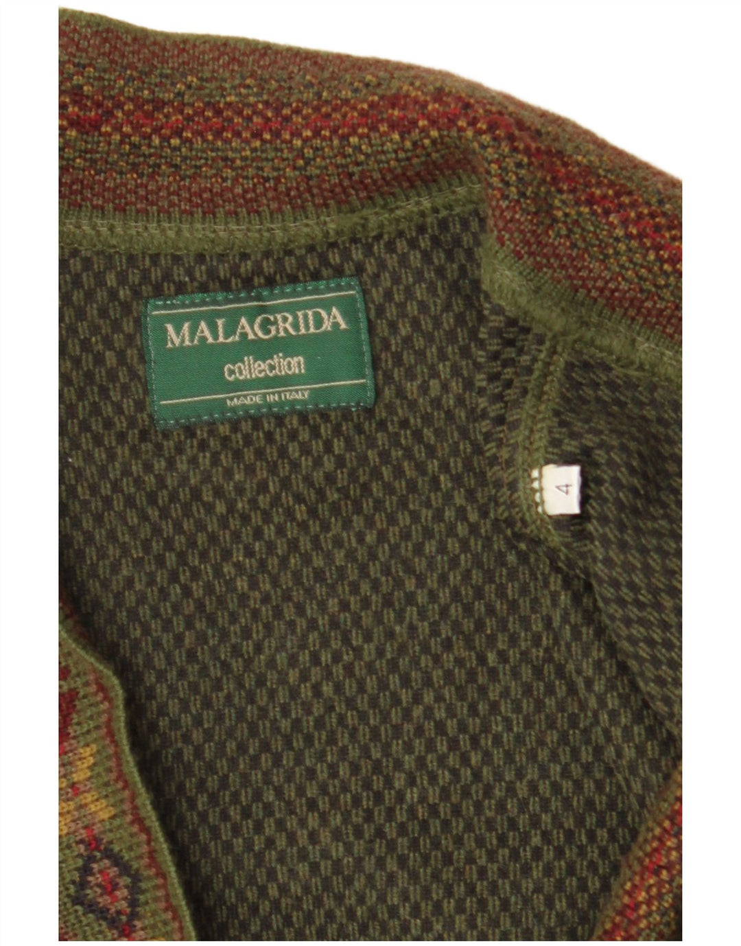 Malagrida herre cardigan sweater Large Khaki Fair Isle Wool