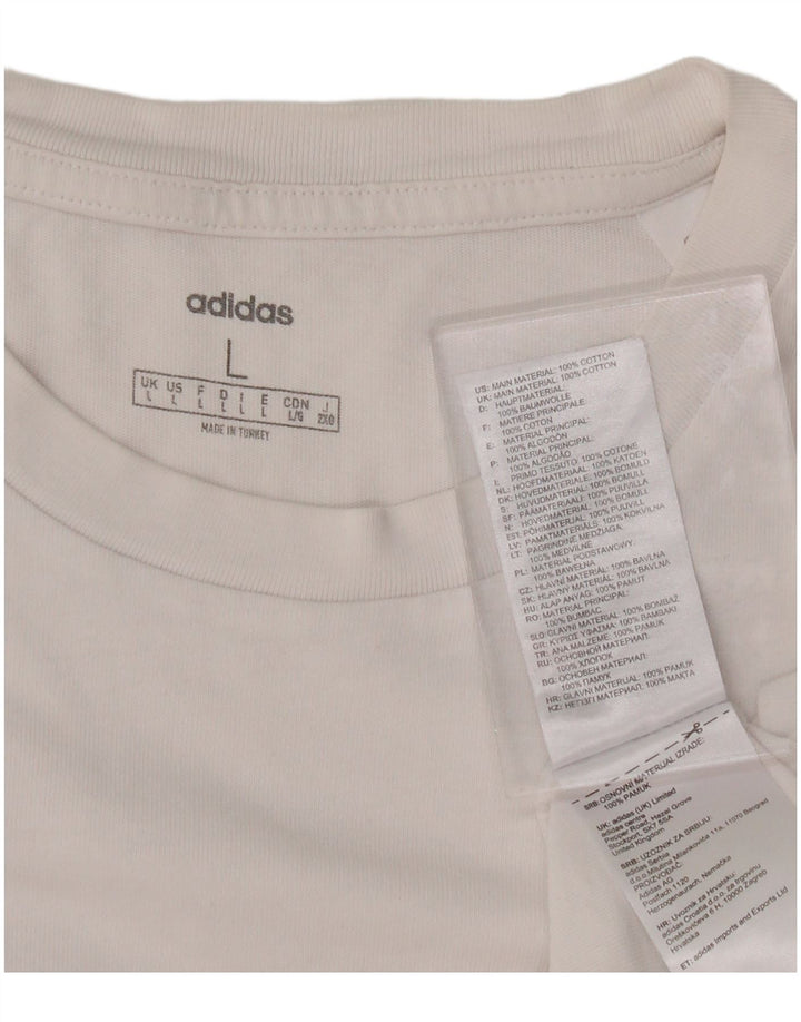 ADIDAS Mens Graphic T-Shirt Top Large White Cotton