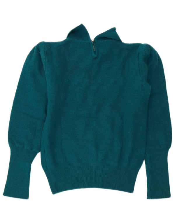 Niki Line Dame Roll Neck Jumper Sweater UK 10 Small Blue Angora