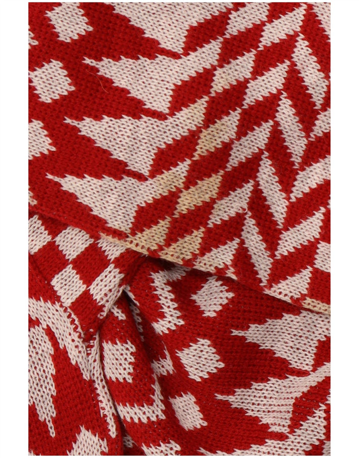 C & A herre rund hals sweater stor rød geometrisk akryl