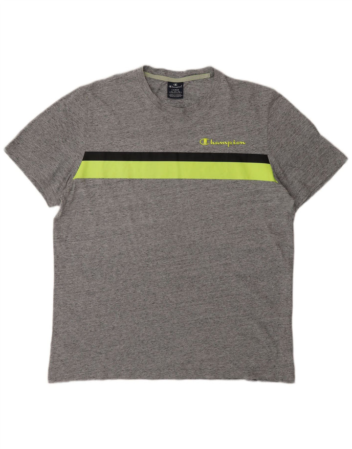 Champion Herre Grafisk T-Shirt Top Stor Grå Colourblock