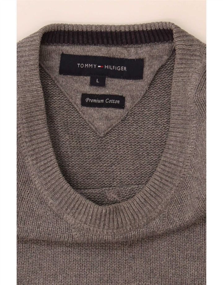 Tommy Hilfiger Herre Crew Neck Jumper Sweater Large Grå