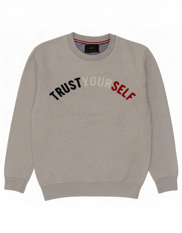 Zara Herre Grafisk Sweatshirt Jumper Lille Grå
