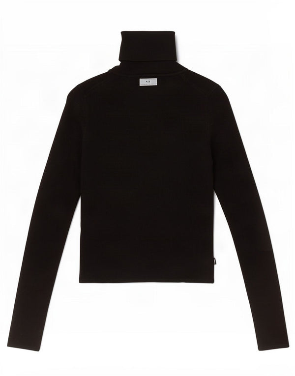 Zara Womens Roll Neck Top Long Sleeve UK 12 Medium Black Viscose
