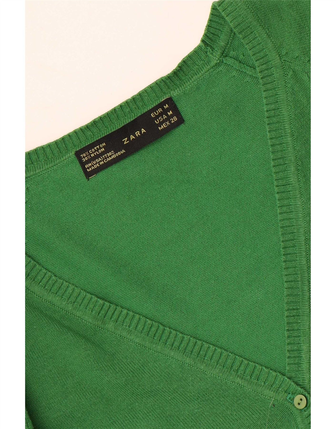 Zara Womens Crop Cardigan Sweater UK 12 Medium Green Bomuld