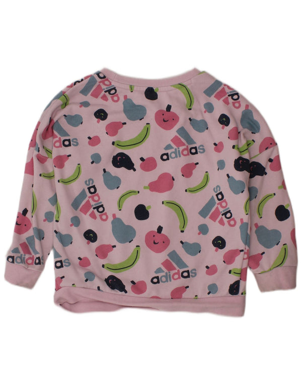 Adidas Girls Graphic Sweatshirt Jumper 2-3 år Pink Bomuld