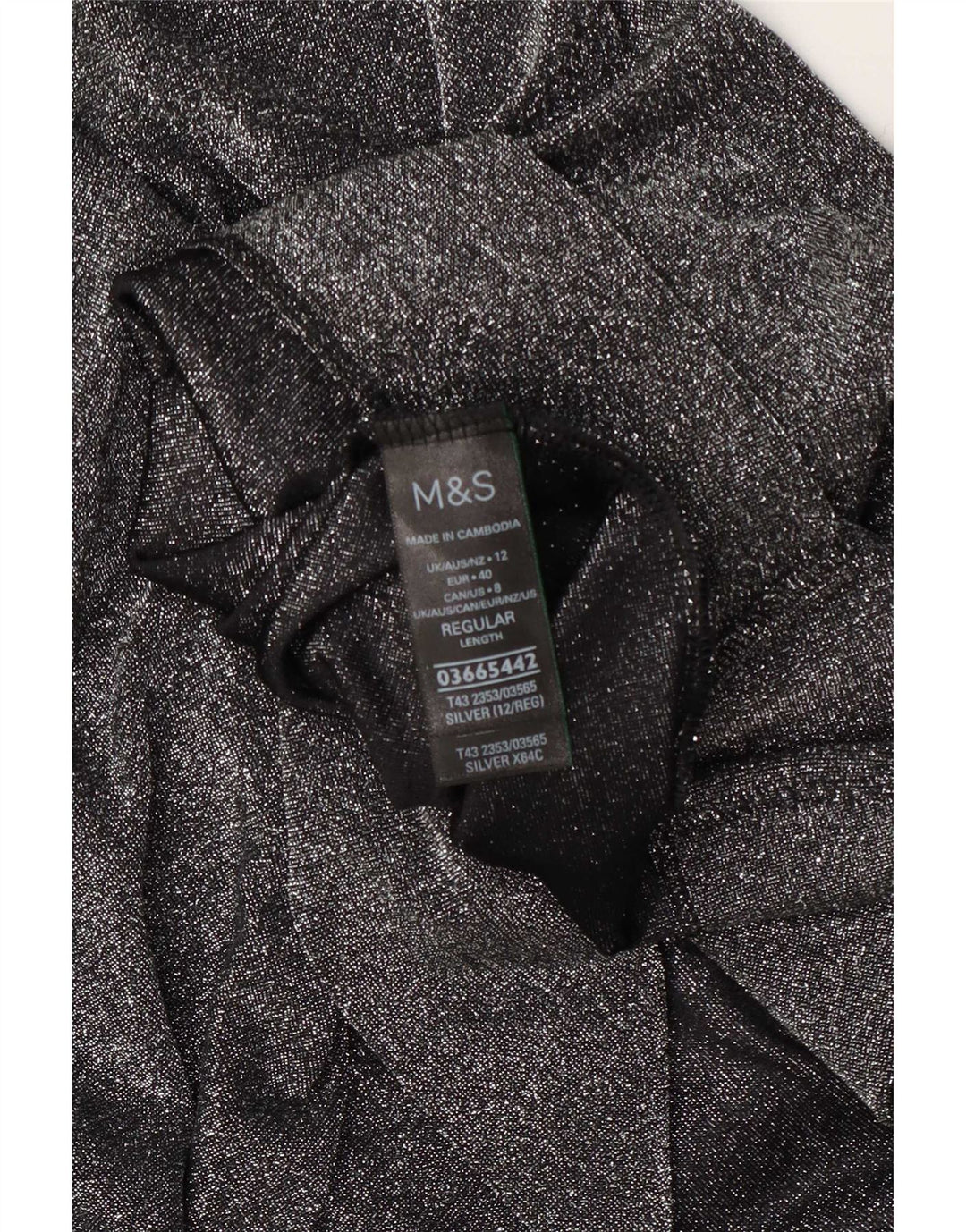 Marks & Spencer Dame Oversized Top 3/4 ærmer UK 12 Medium Sølv Flecked