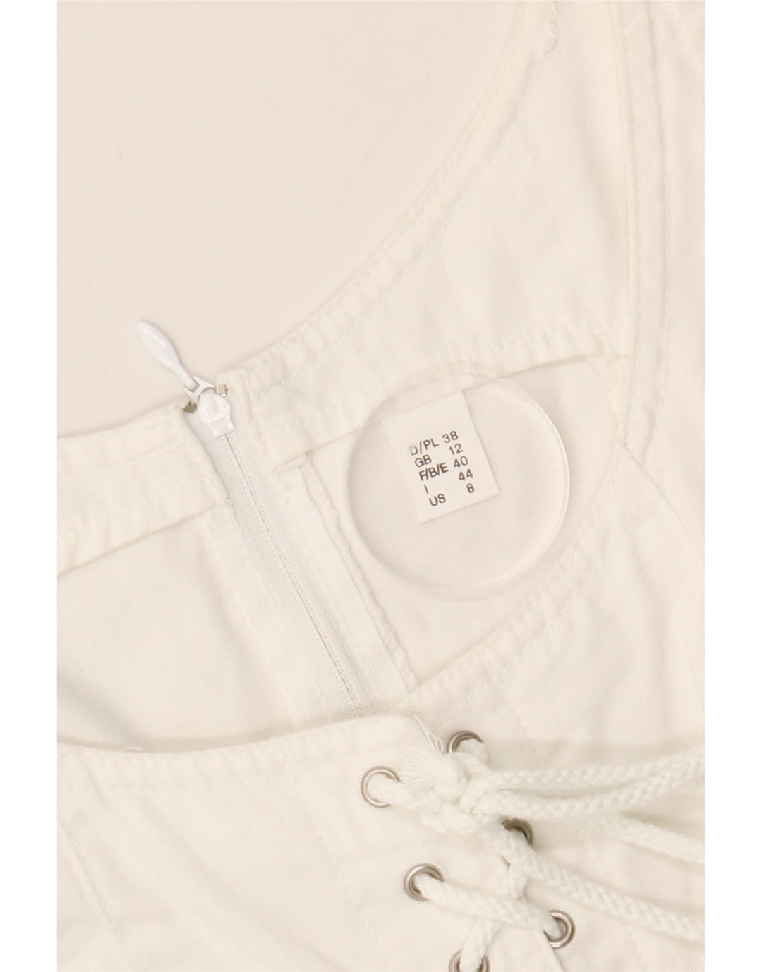 VINTAGE Womens Slip Dress UK 12 Medium Off White Cotton Vintage Vintage and Second-Hand Vintage from Messina Hembry 