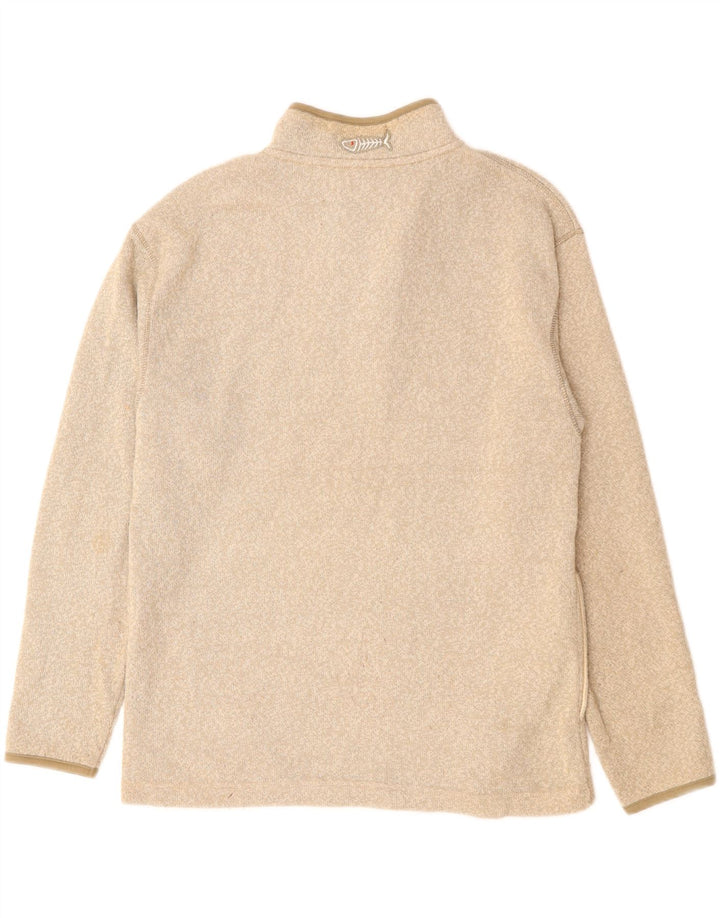 WEIRD FISH Herre Zip Neck Sweatshirt Jumper Medium Beige Polyester