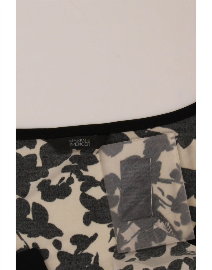 MARKS & SPENCER Damebluse Top UK 16 Large Black Floral Polyester