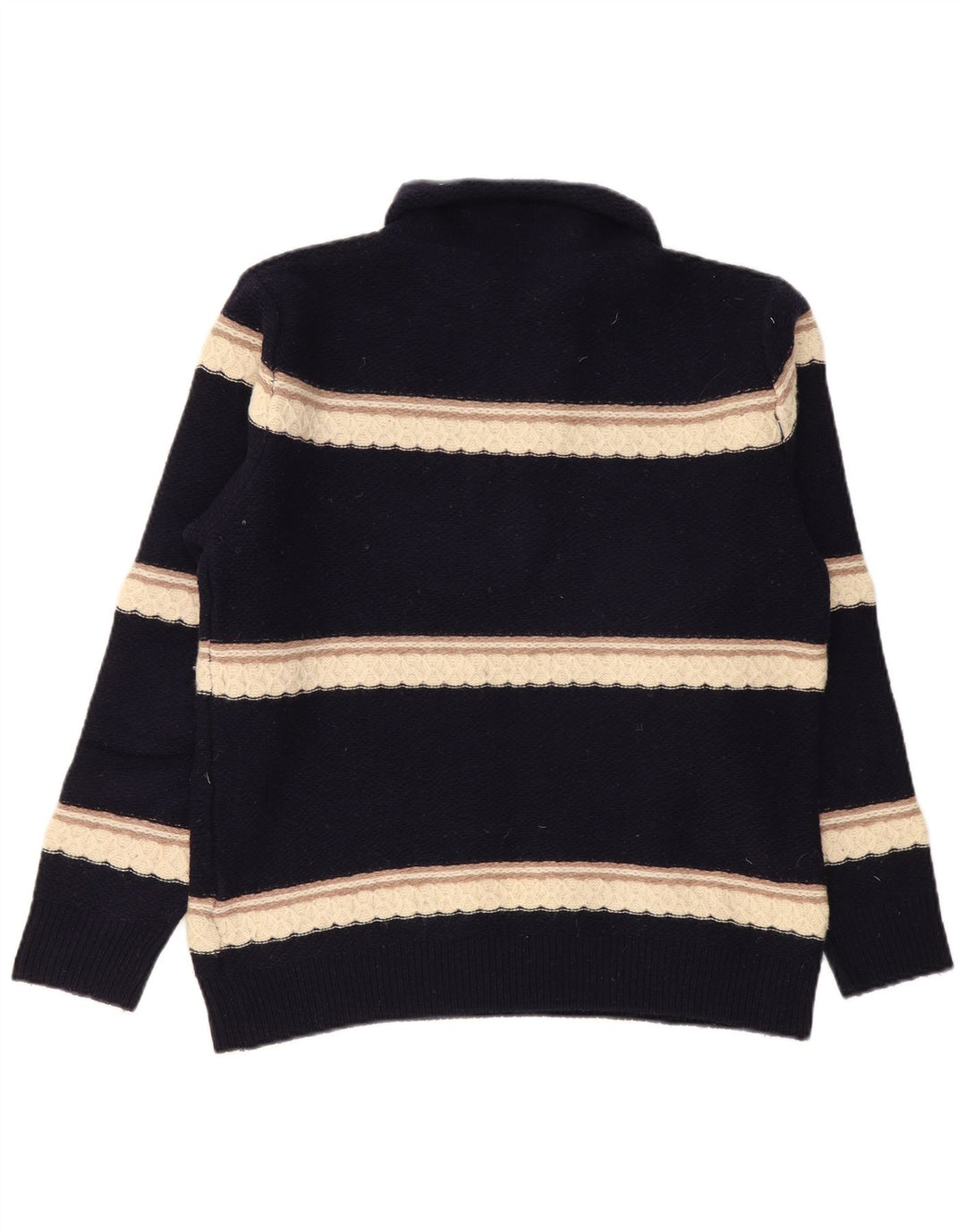 Kappa Herre Button Neck Jumper Sweater Medium Marineblå Stribet lammeuld