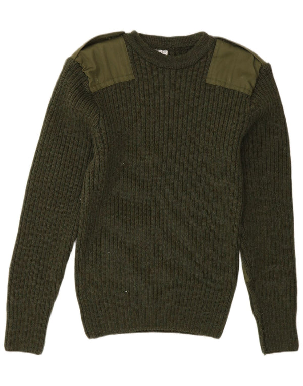 Vintage Herre Military Crew Neck Jumper Sweater UK 40 Medium Green Army