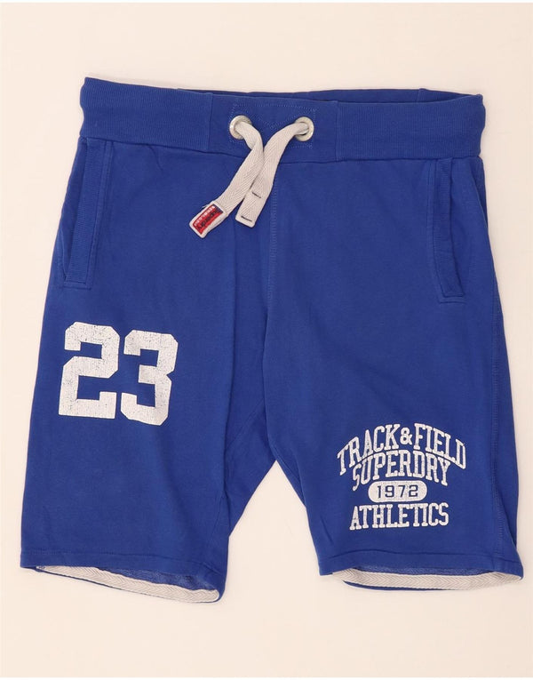 Superdry Herre Track & Field Graphic Sportsshorts Små blå bomuld