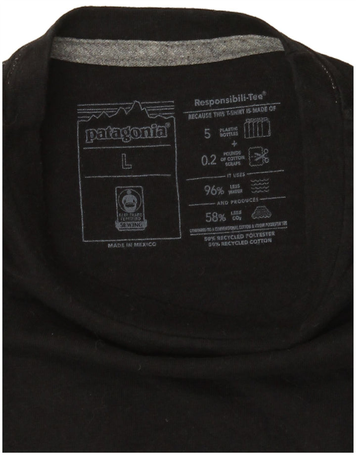 Patagonia Dame Grafisk T-Shirt Top UK 16 Stor Sort Polyester