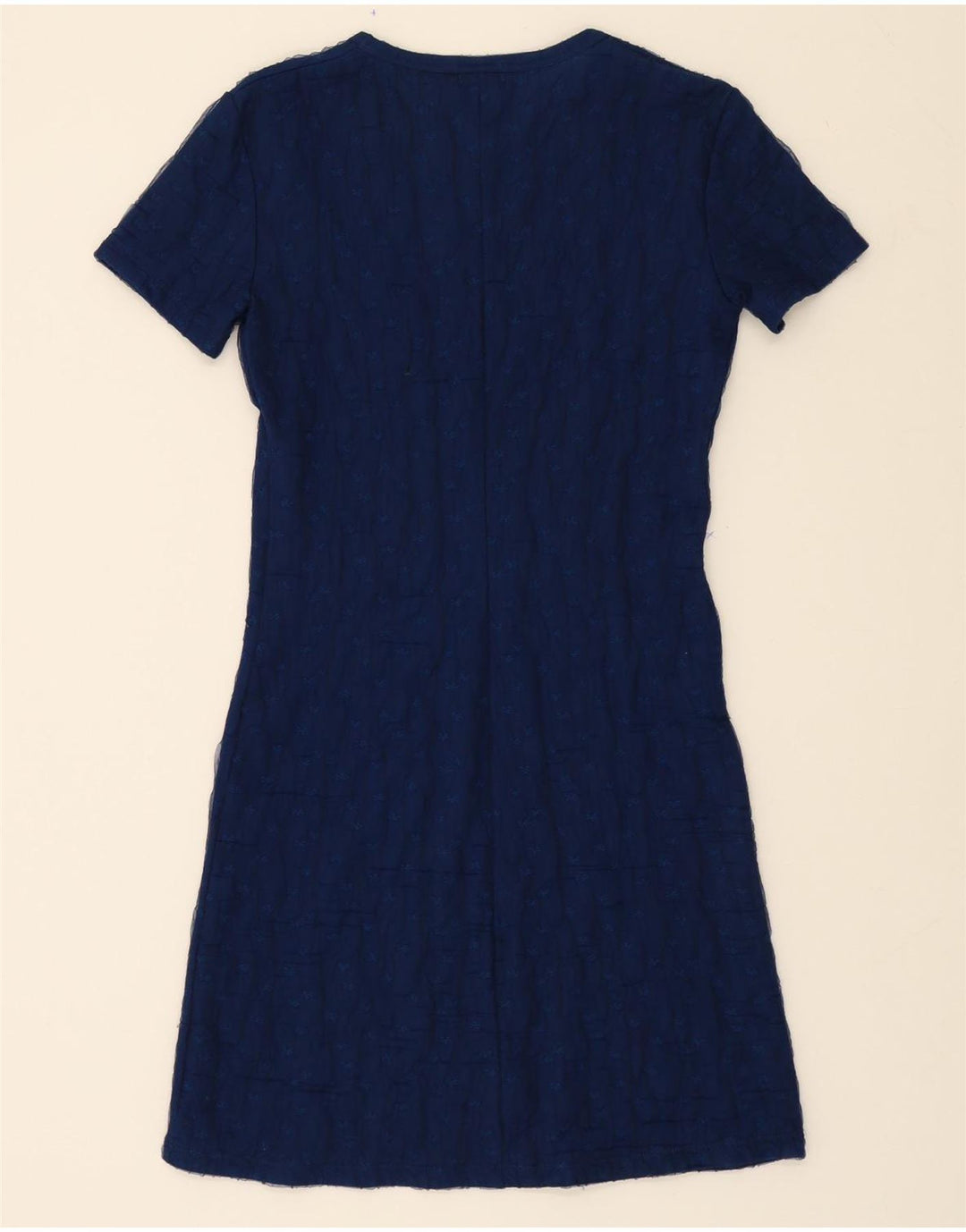 BENETTON Womens A-Line Dress UK 12 Medium Navy Blue Floral Polyamide Vintage Benetton and Second-Hand Benetton from Messina Hembry 