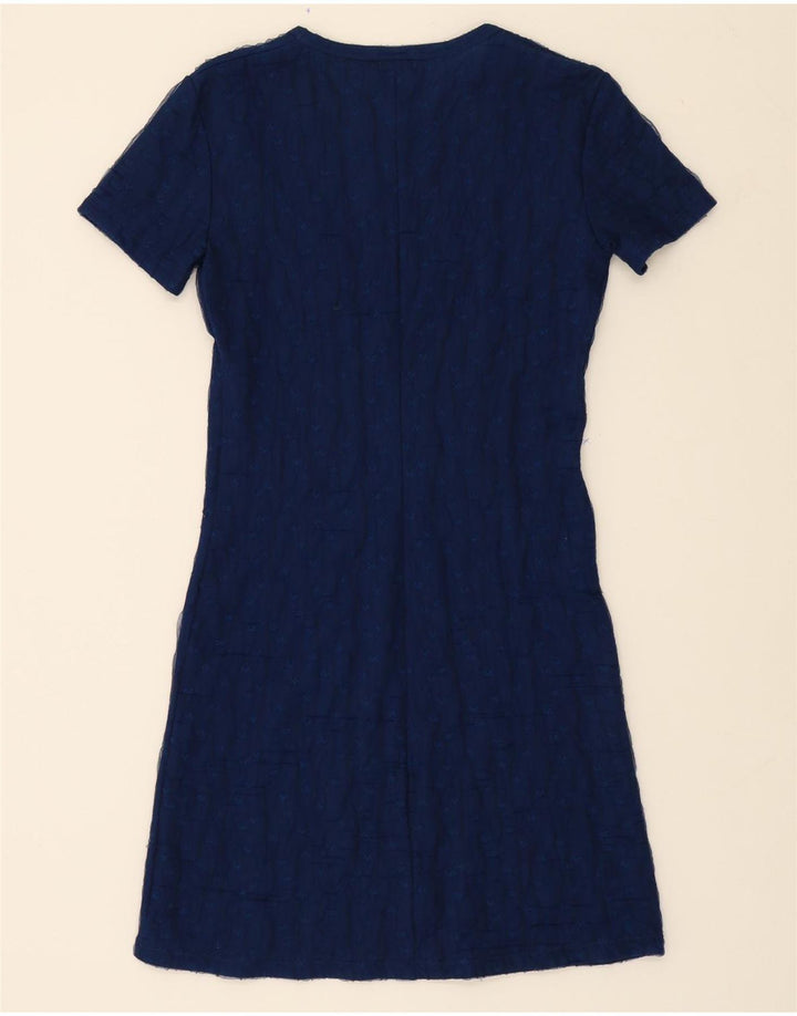 BENETTON Womens A-Line Dress UK 12 Medium Navy Blue Floral Polyamide Vintage Benetton and Second-Hand Benetton from Messina Hembry 