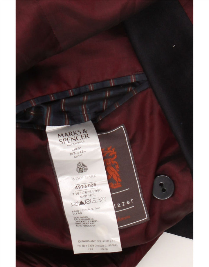 Marks & Spencer Herre Double Breasted Blazer Jacket UK 42 Large Navy Blue