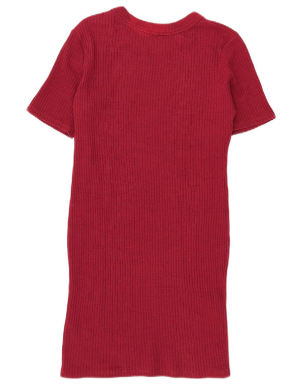 Zara Dame Trafaluc Kortærmede Jumper Kjole UK 14 Large Burgundy